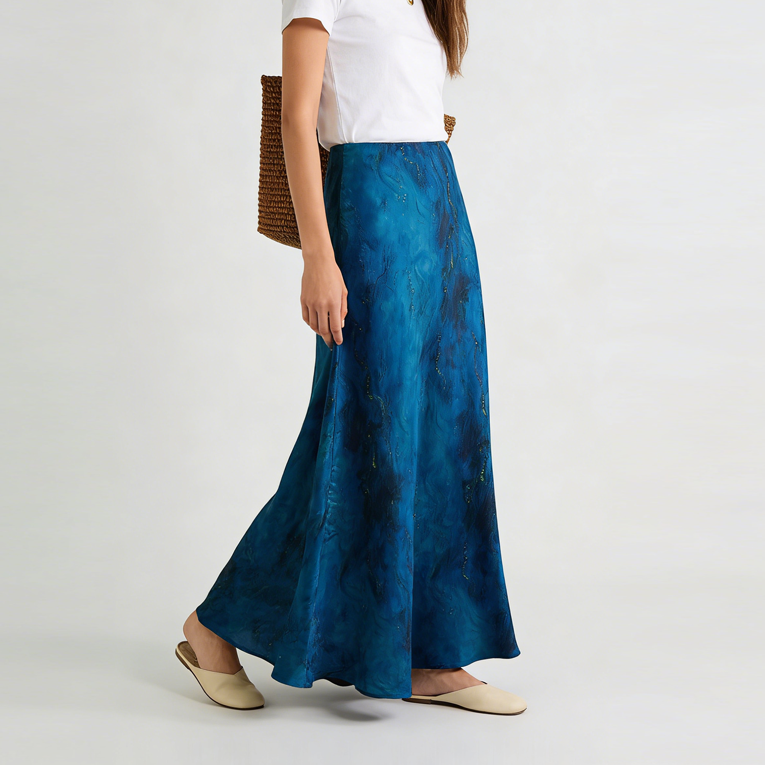 Silk Skirt Brocade Fishtail Maxi Style REAL SILK LIFE