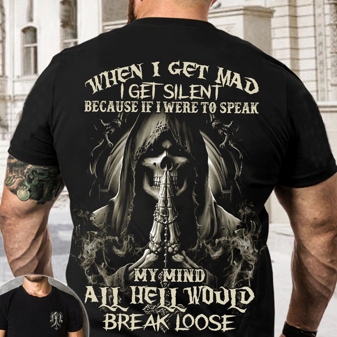 When I Get Mad Skull Reaper Print Mens Short Sleeve Tee