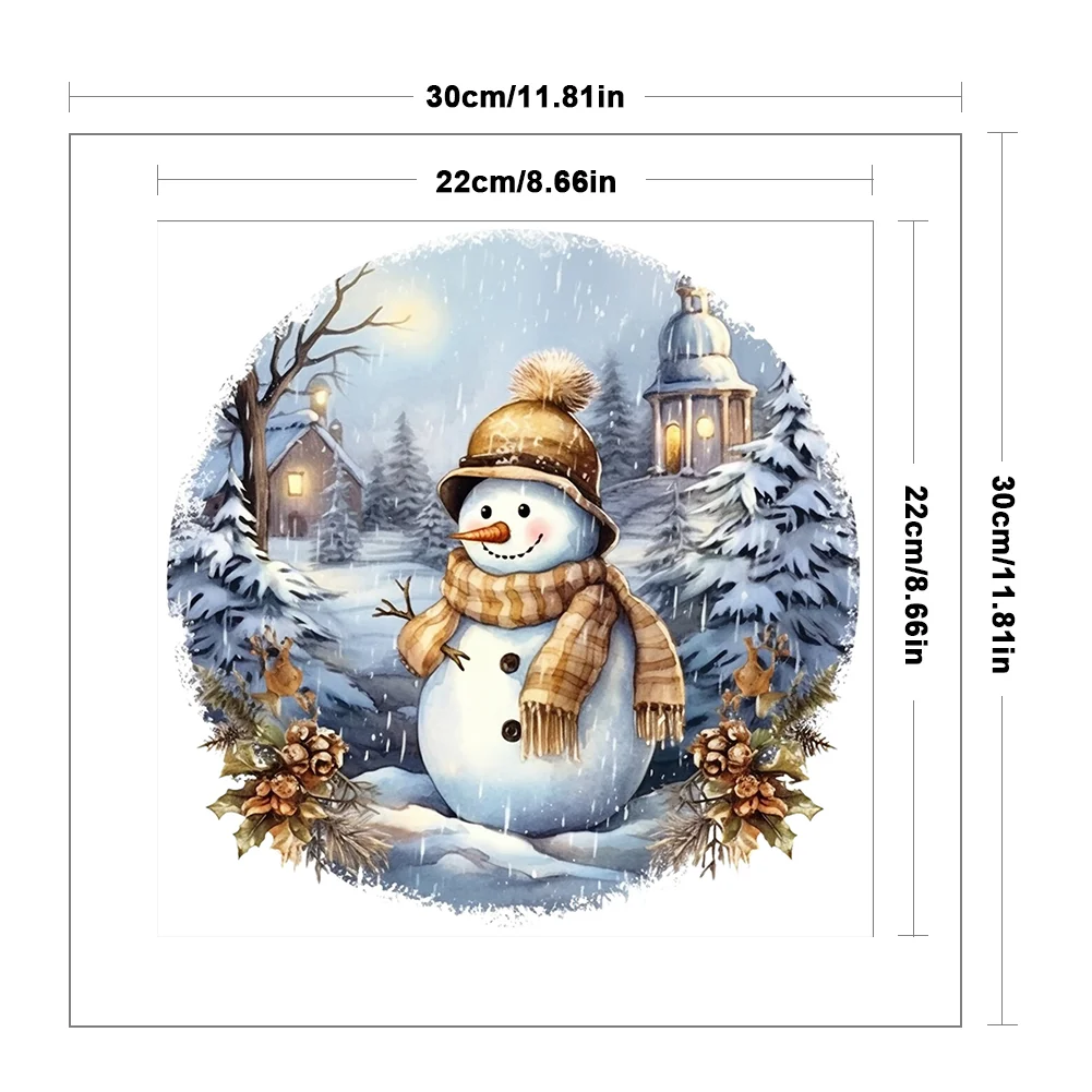 18CT Full Stamped Cross Stitch - Snowmen(Canvas|30*30CM)