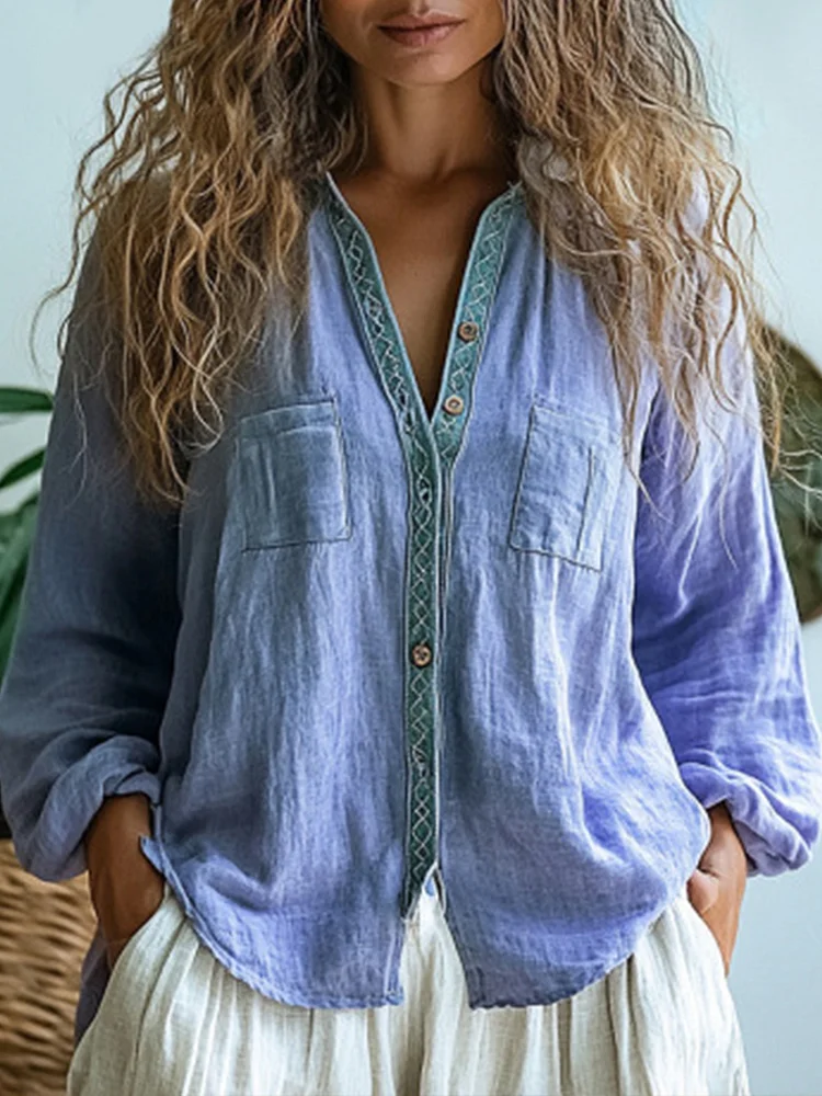 Women's Vintage Simple Linen Shirt