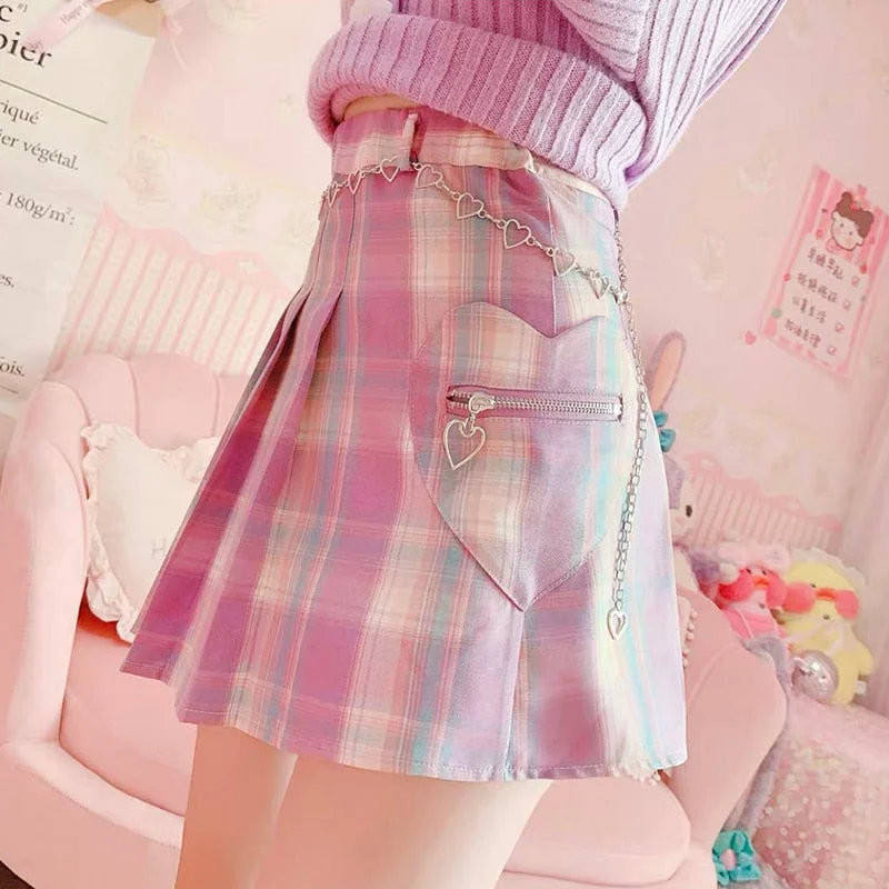 Pastel Cute Kawaii Pleated Skirt SP15566