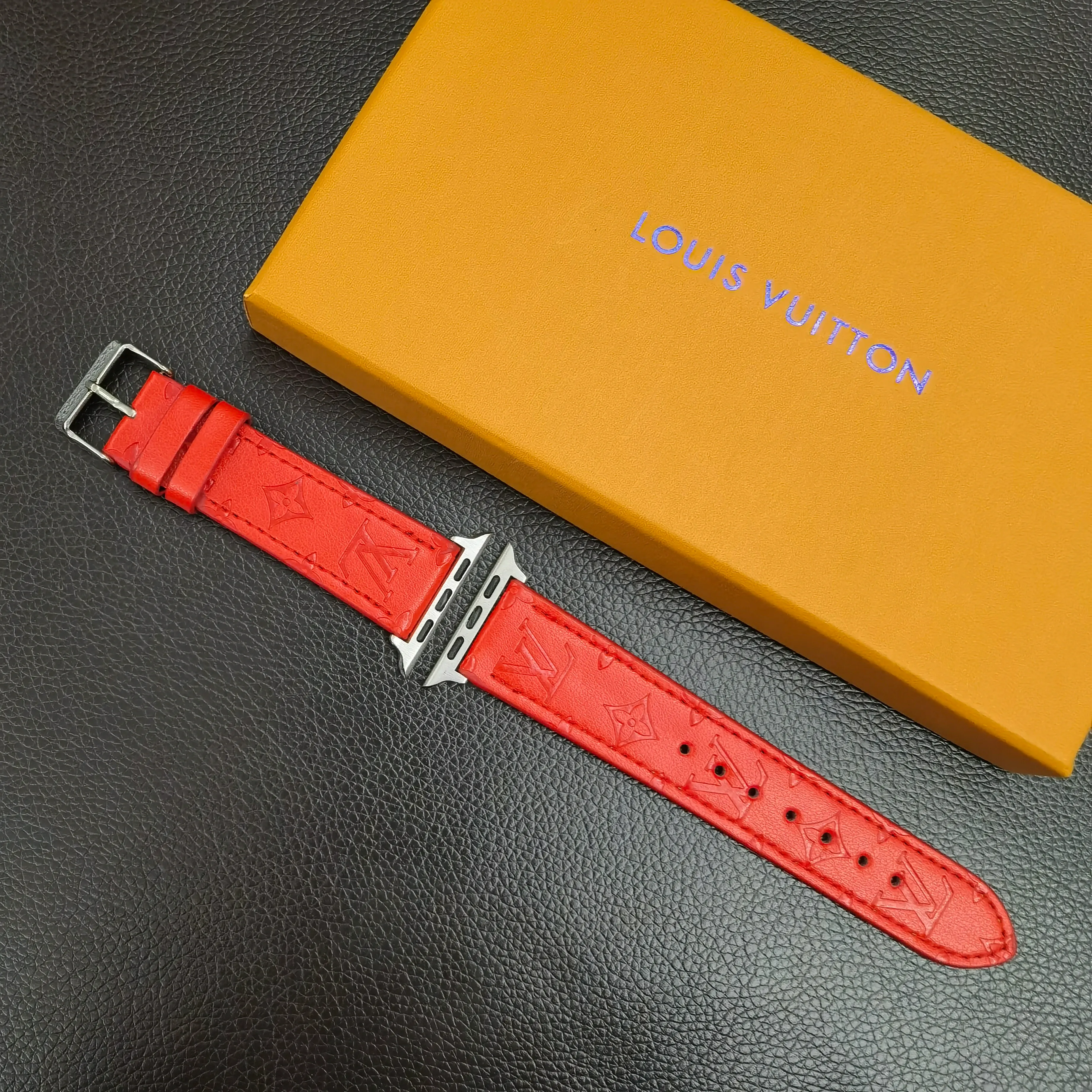 Louis Vuitton 3D Embossed Leather Apple Watch Strap