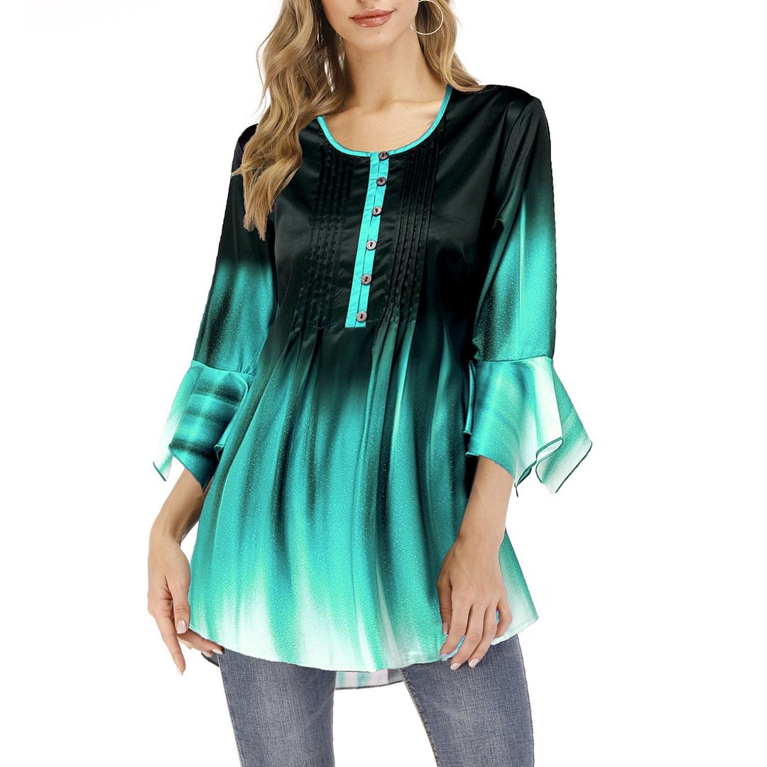 European and American Women's Foreign Trade Lotus Leaf Style Long Sleeve Top Large T-Shirt - VSMEE
