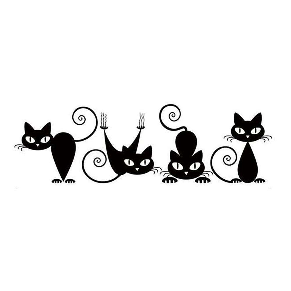 

Black Cats Printed PVC Waterproof Removable Self-adhesive Wall Stickers, 501 Original