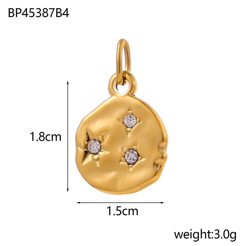 1 Piece 15*18mm 304 Stainless Steel Rhinestones Geometric Polished Pendant Chain Jewelry Accessories