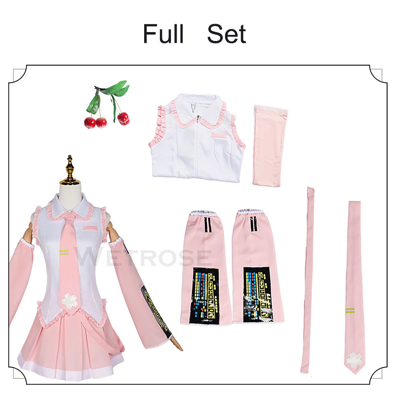 [Wetrose] In Stock Sakura Miku Cosplay Costume Pink Yoshino Cherry Flower V2 Vocaloid Wig Full Set