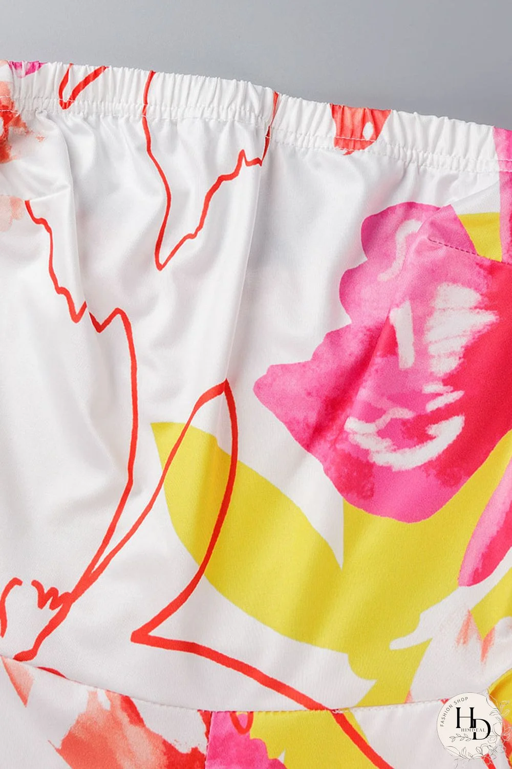 Yellow Sexy Print Patchwork Strapless Straight Jumpsuits