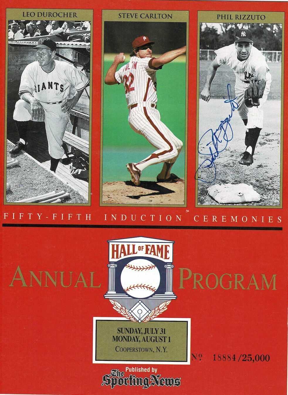 Phil Rizzuto signed autographed program! AMCo! 10112