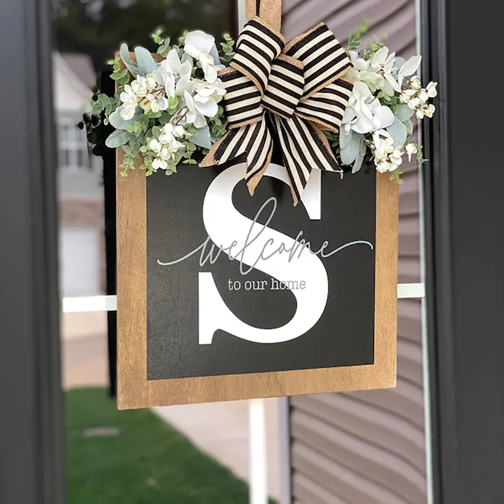 Creative square letters wooden wreath garden wedding decoration