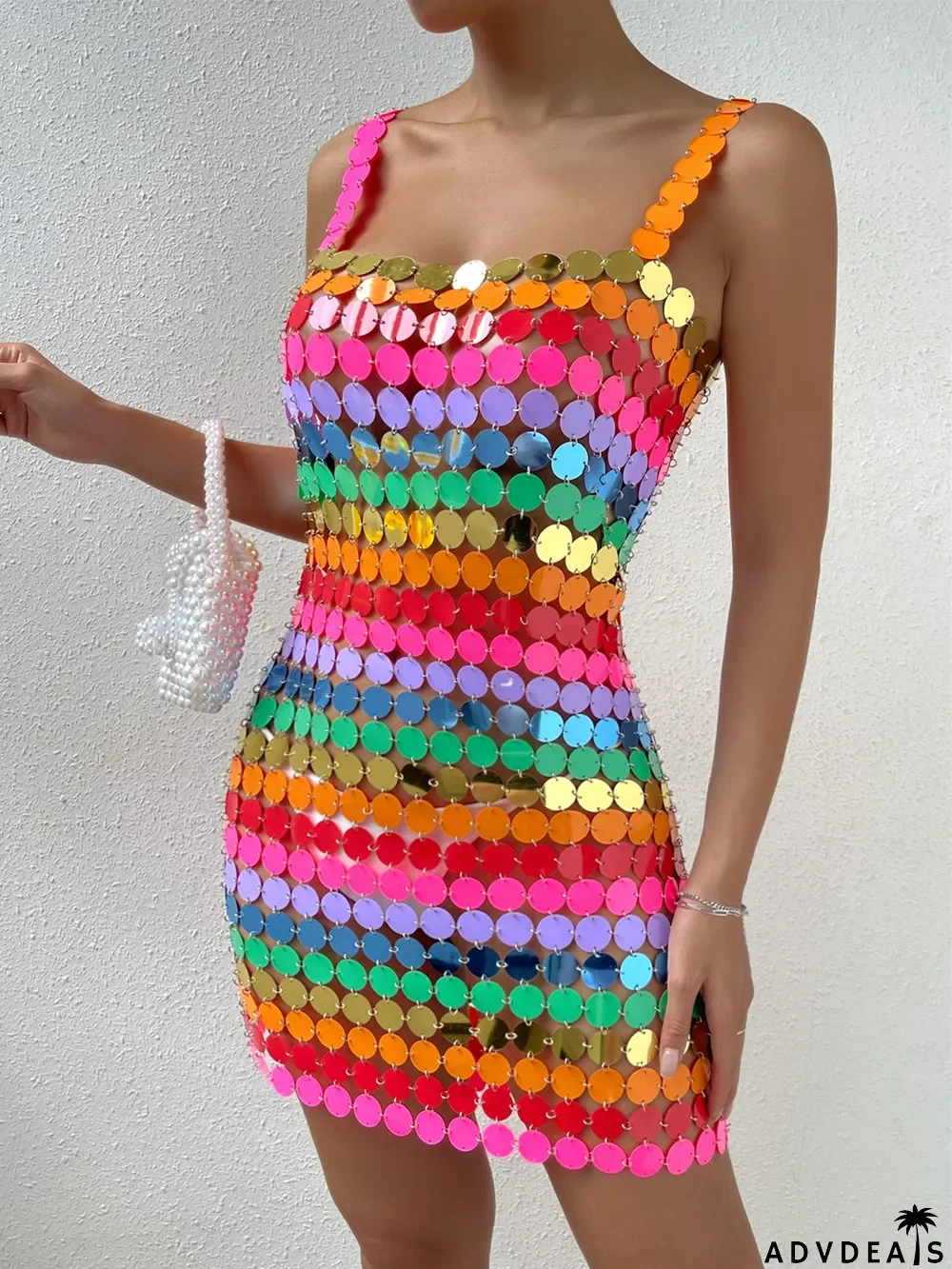 Summer Party Multicolor Sexy Sequin Club Dress
