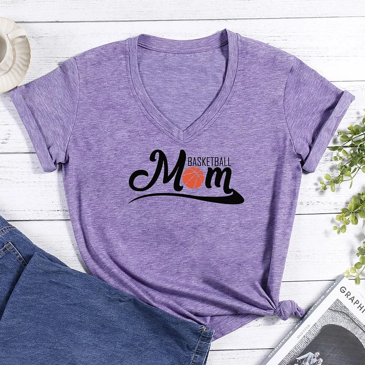 Basketball Mom V-neck T Shirt-Annaletters