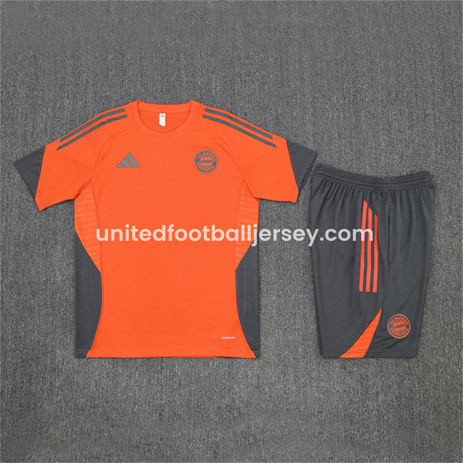 Bayern Munich 25-26 Short-Sleeve Training Set - Orange Top & Gray shorts