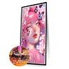 Diamond Painting -DIY Round Partial AB Drill Pink Butterfly Girl(45x75cm)