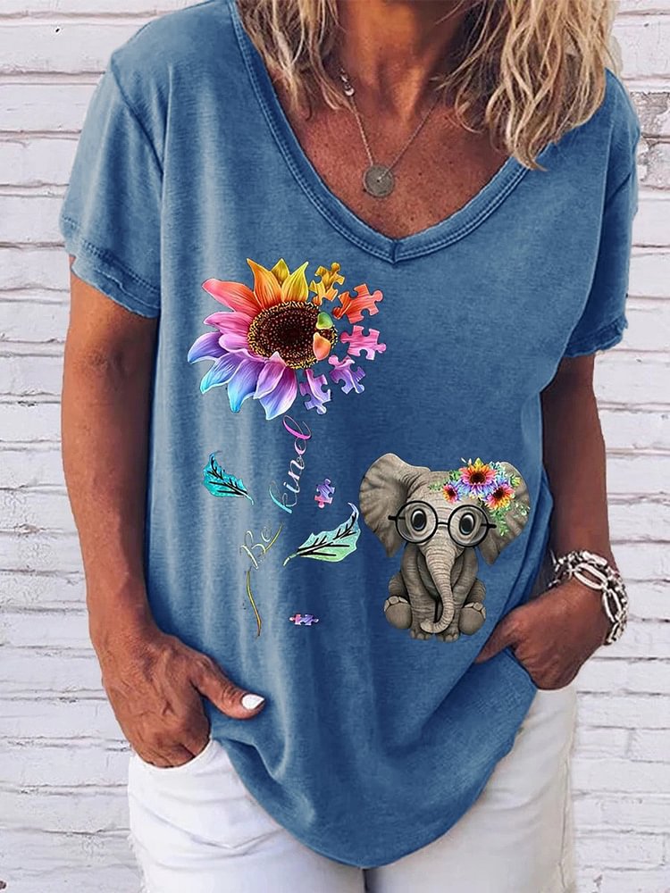 Bestdealfriday Be Kind Casual V Neck Short Sleeve Women Tee