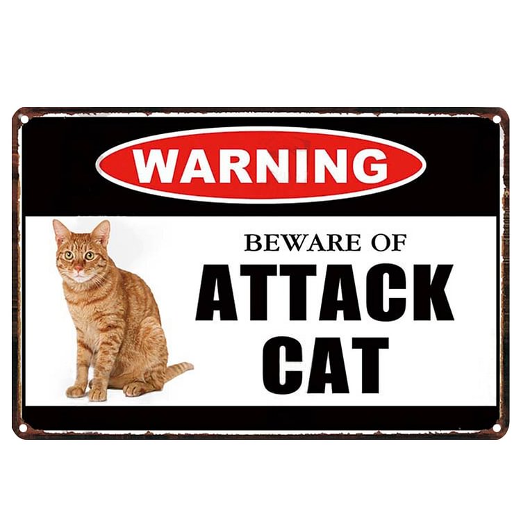 Beware of Cat - Vintage Tin Signs/Wooden Signs - 7.9x11.8in & 11.8x15.7in