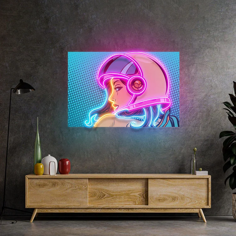 Astronaut Girl Led Neon Sign Acrylic Artwork Wall Art Decor Bedroom Lights