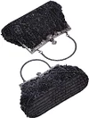 Selighting Abendtaschen Damen Vintage Clutch Tasche mit Perlen Elegant Handtasche Umh&auml;ngetasche f&uuml;r Party Hochzeit Bankett (Schwarz)