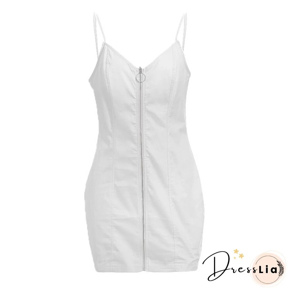 Sexy Dress Women Summer Casual Solid Mini Sleeveless Dresses Club Party V-neck Streetwear Dress