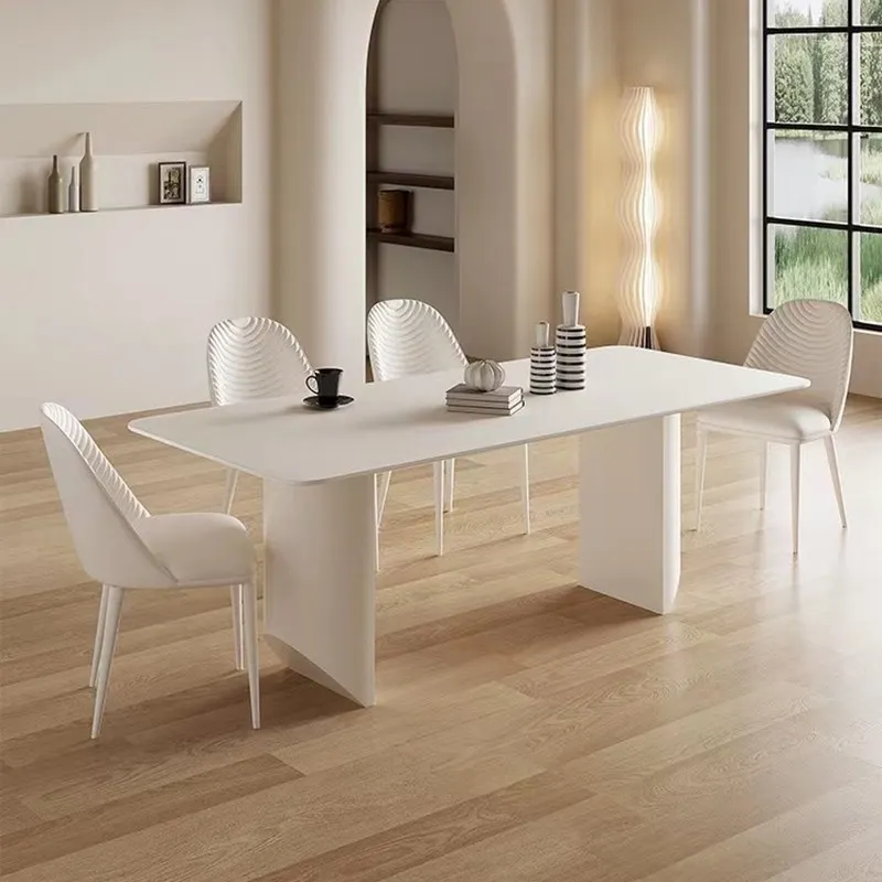 Cream Sintered Stone Dining Table — Room setting