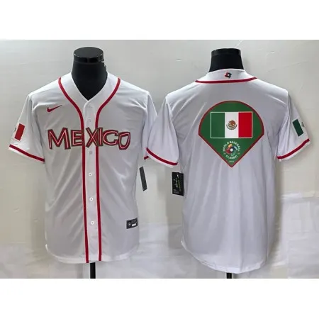 Men's Mexico Baseball 2023 White World Baseball Classic Team Big Logo Stitched Jersey WRR9