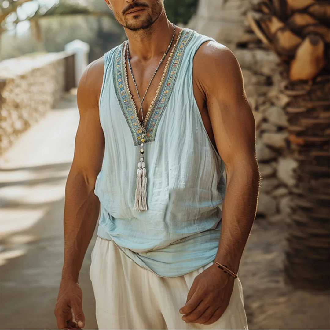 Ethnic Linen Hooded Shirt-inspireuse