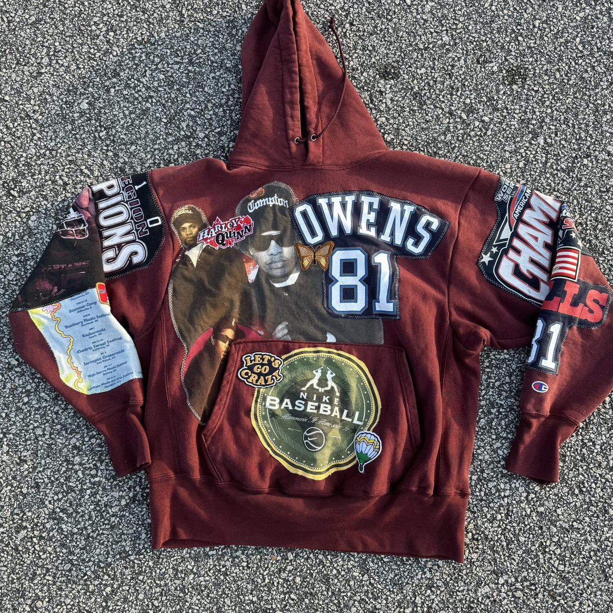 Letters Multi-element Print Long Sleeve Hoodies