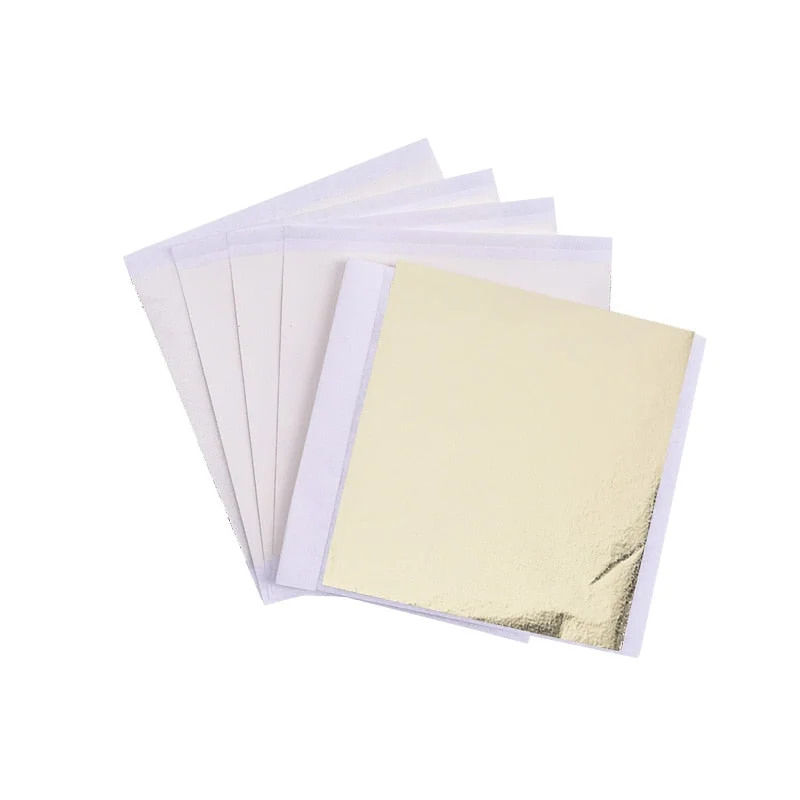 100pcs 8x8.5cm Art Craft Paper Imitation Gold Sliver Copper Leaf Leaves Sheets Foil Paper for Gilding DIY Craft Decoration