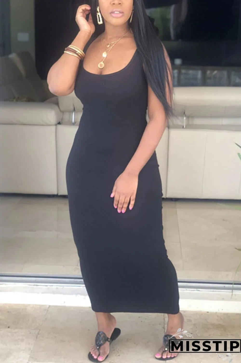 Pink Sexy Fashion Sling Slim Dress