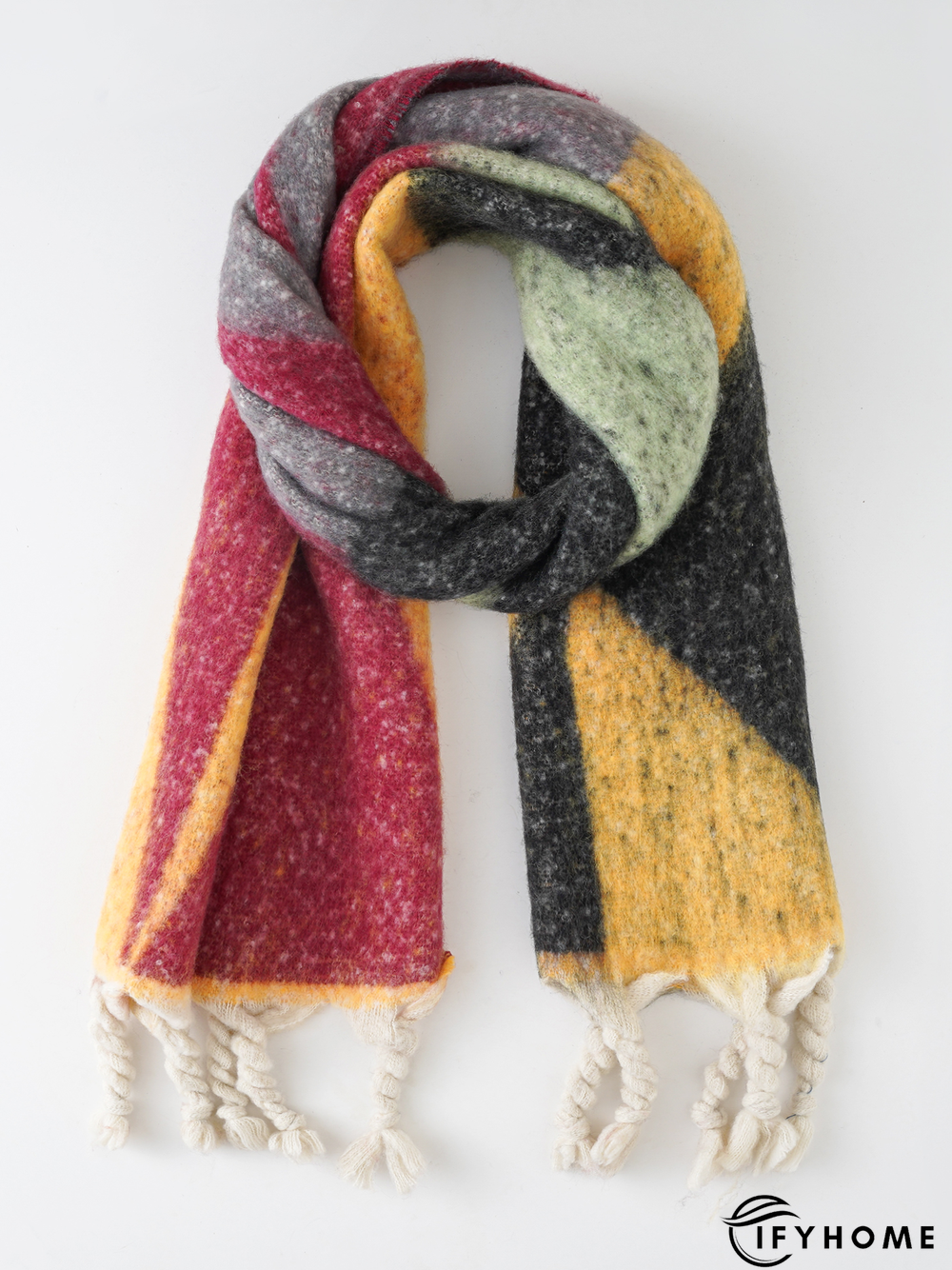 Casual Contrasting Color Abstract Geometric Pattern Wool Scarf Sweater Coat Coat Daily Commuting Accessories | IFYHOME