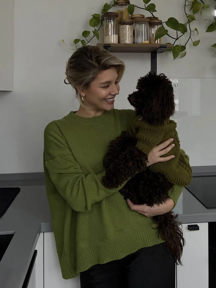 Athvotar Athvotar Autumn And Winter Hot Sale Thick Short Round Neck Solid Color Sweater Bum Basic Women's Clothing