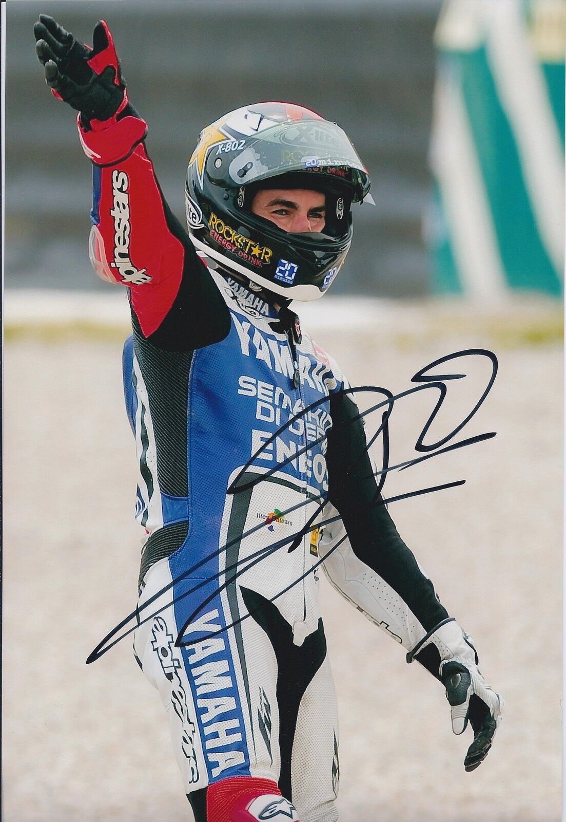 Jorge Lorenzo SIGNED MotoGP World Champion Rockstar YAMAHA 12x8 Photo Poster painting AFTAL