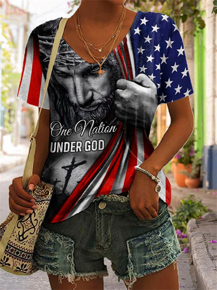 One Nation Under God Patriotic Christian T Shirt wearshes