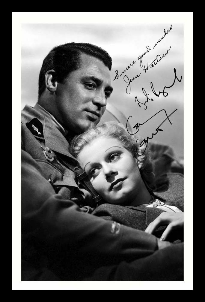 Cary Grant & Jean Harlow Autograph Signed & Framed Photo Poster painting