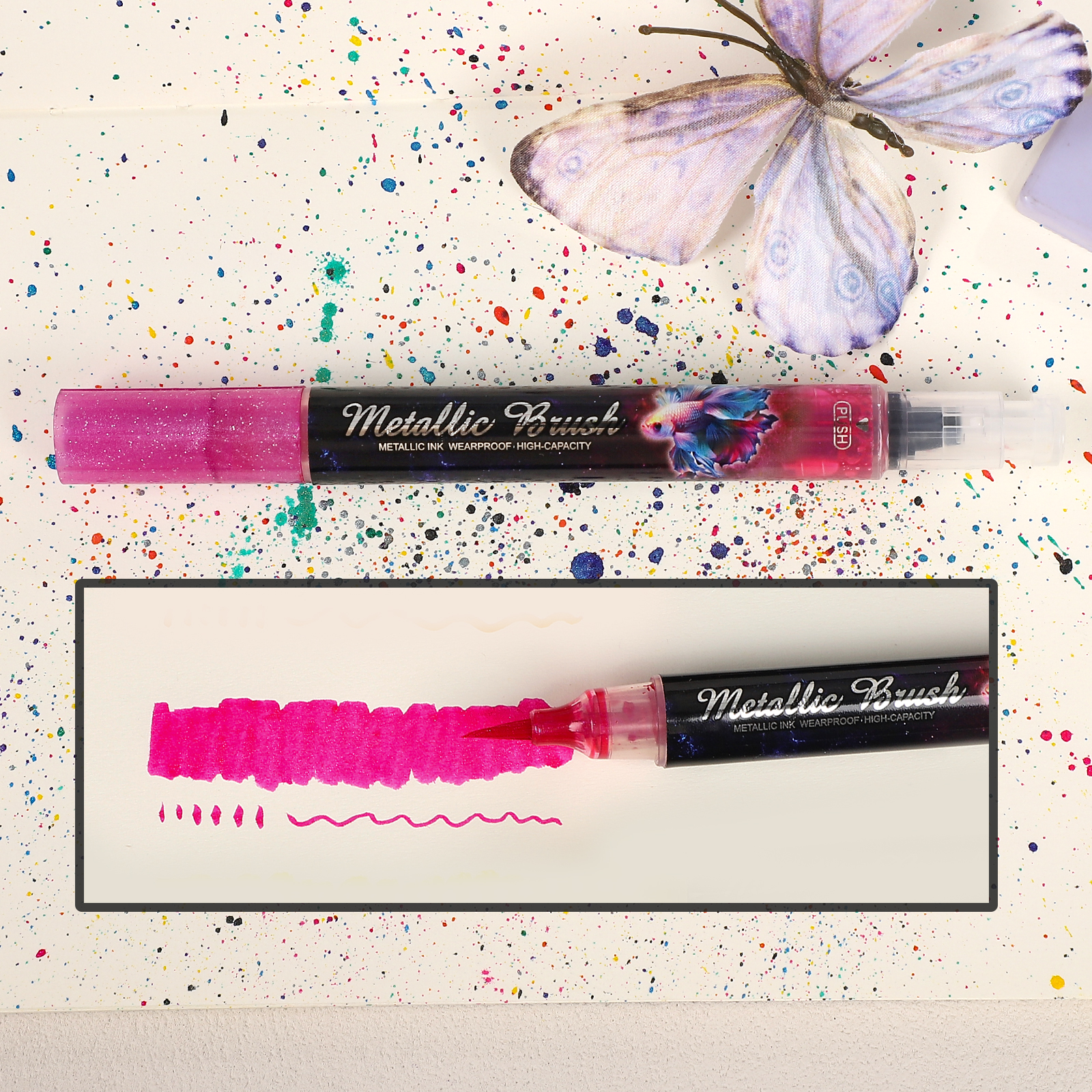 Soft Brush Pen - 1 Pc Colorful Metal Fine Glitter Beautiful Pen Painting Watercolor 