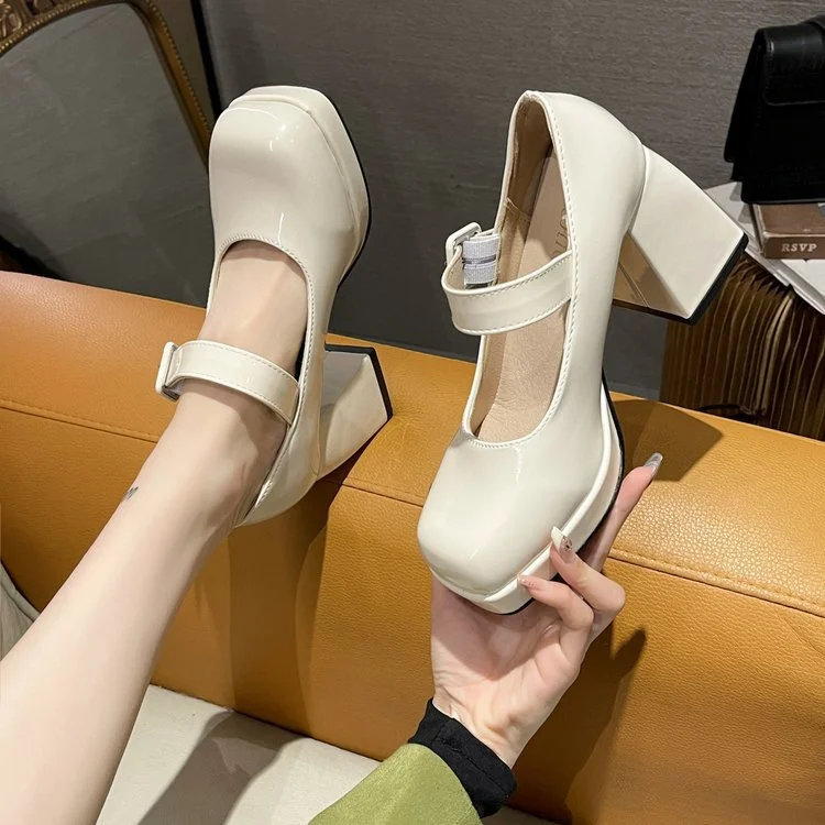 Yyvonne Temperament Coarse Retro Single-Shoe Women In The Fall Of 2025 New Bright And Shallow Students Mary Jane Small Leather Shoes