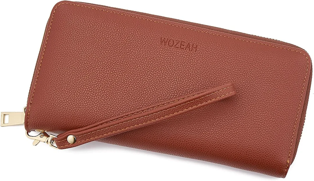 Women's RFID Blocking PU Leather Zip Around Wallet Clutch Large Travel Purse