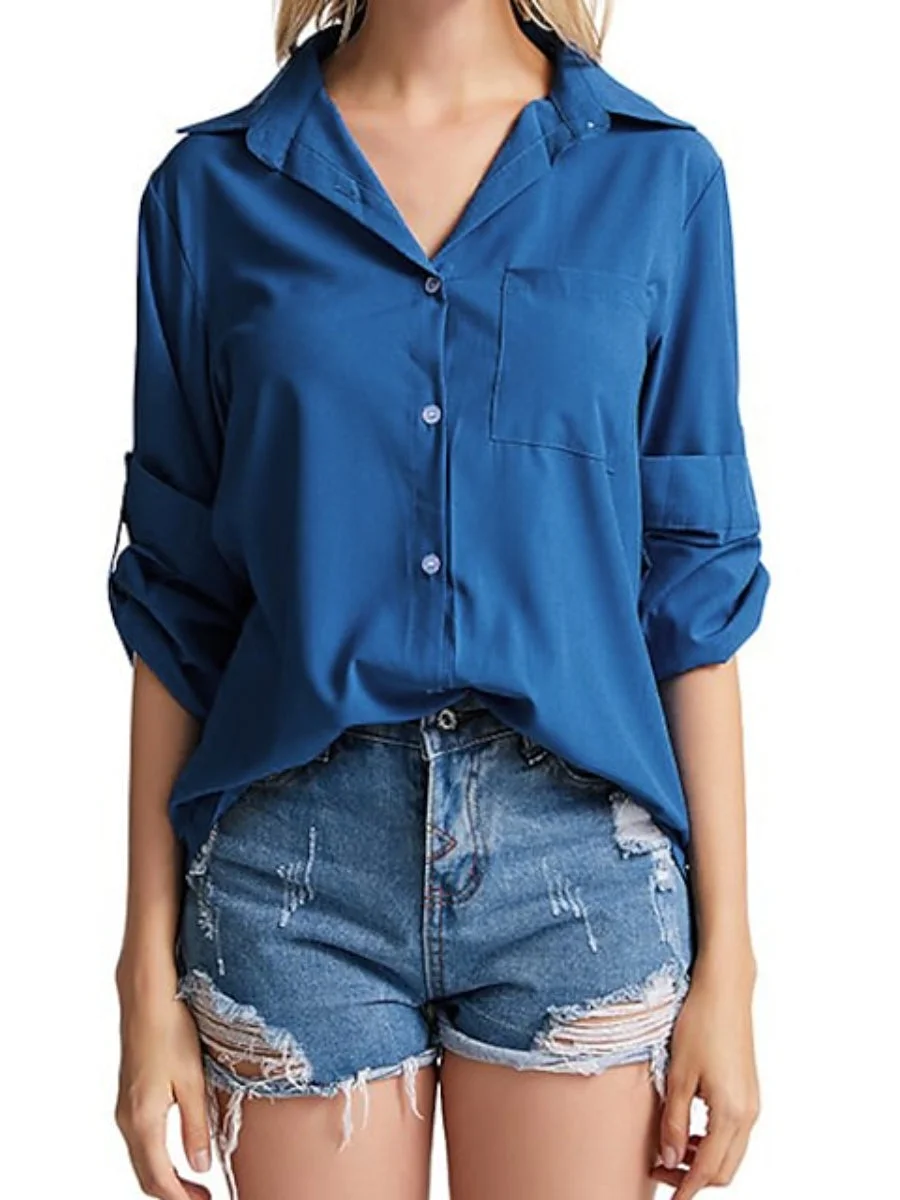 Women's Blouse Long Sleeve Shirt Collar Business Basic Elegant Top