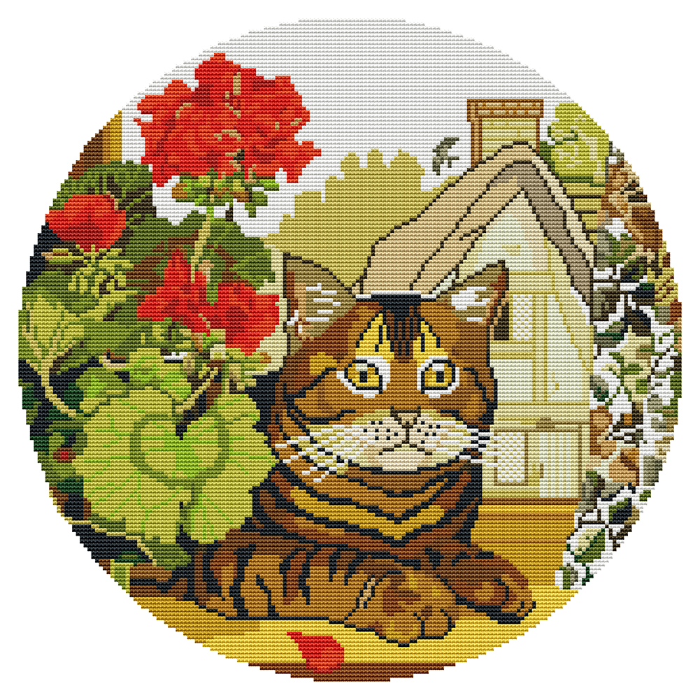 

Cat - 11CT Stamped Cross Stitch - 48*48CM, 501 Original