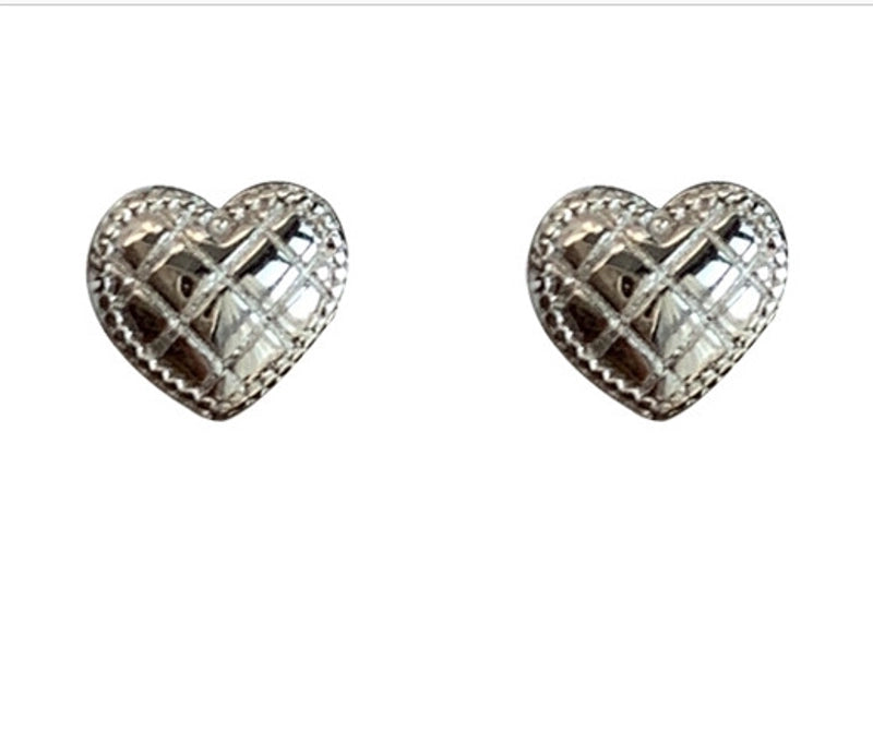 1 Pair 925 Sterling Silver Heart Shape Ear Studs