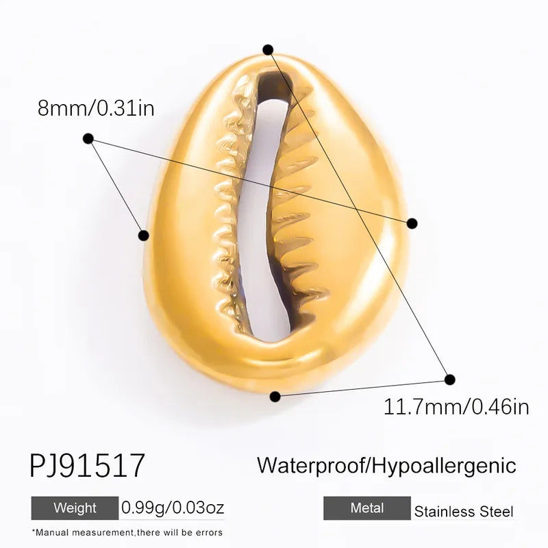 1 Piece 28.4*36.1mm 304 Stainless Steel Zircon 18K Gold Plated Starfish Crab Shell Polished Pendant Jewelry Accessories