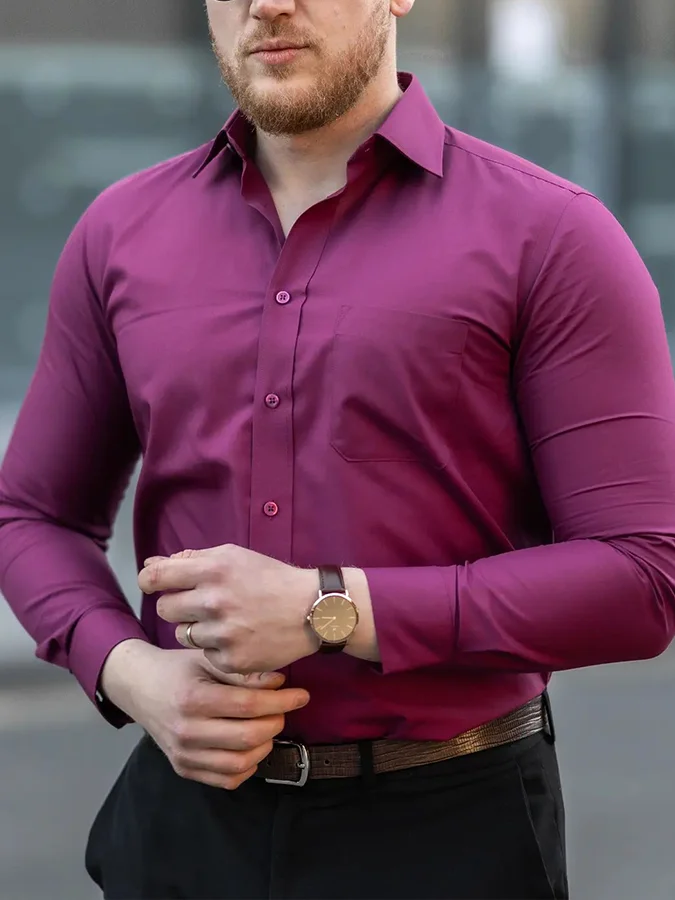 Men's Long Sleeve Slim Fit Business Casual Commuter Shirt