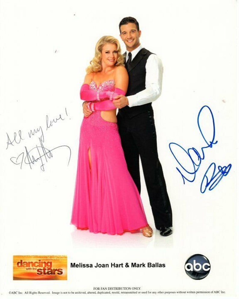 Melissa joan hart and mark ballas signed autograph dancing with the stars Photo Poster painting