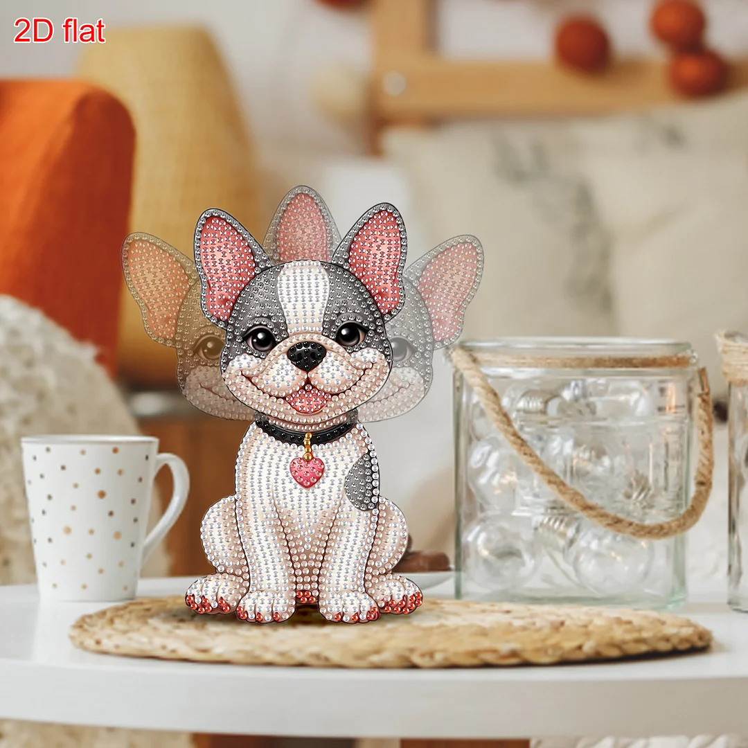 2D Flat DIY Dog Acrylic Shaking Head Diamond Painting Tabletop Ornaments Kit