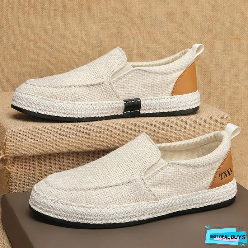 Men's Spring Linen Summer Slip-on Lofter Fisherman Casual Shoes