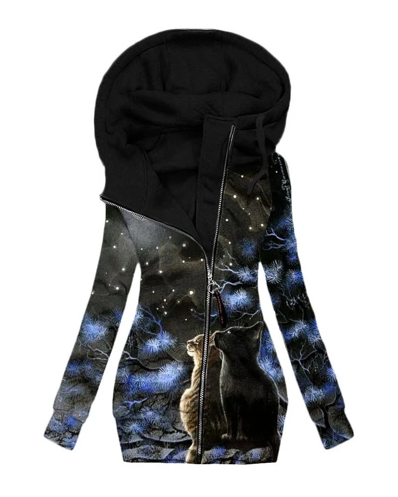 Women's Daily Vintage Print Hoodie-082614