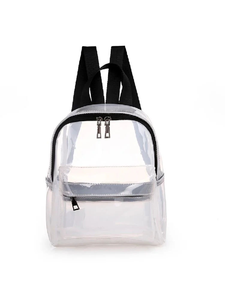 Clear Transparent Women Backpacks Jelly Teenage Girl Boys Schoolbag (White)