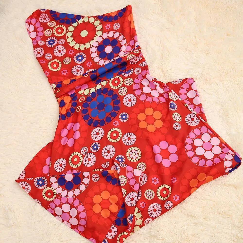 Fashion Floral Printed One Shoulder Maxi Dress-vocosishoes