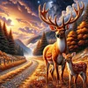 Diamond Painting-DIY Full Round Drill Autumn Elk(40*40CM)