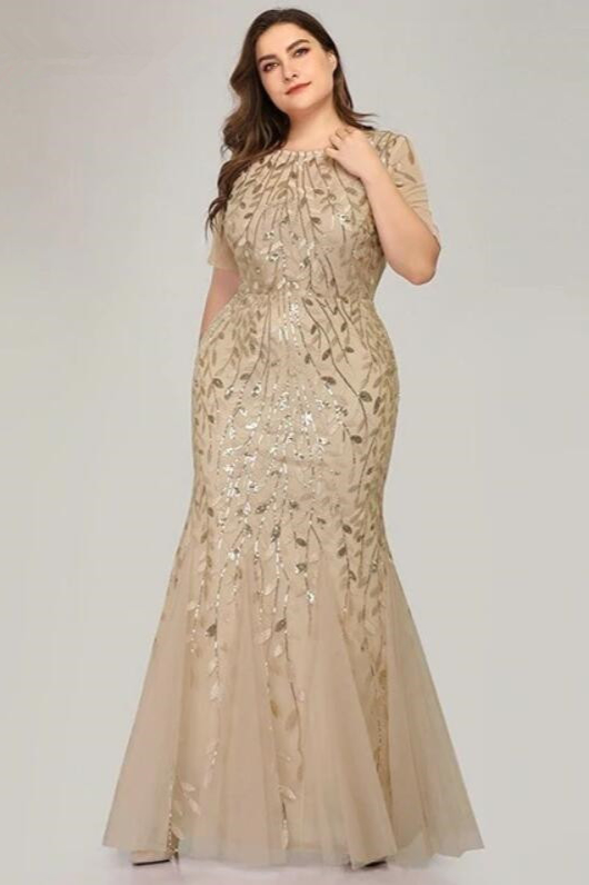 Plus Size Elegant Long Evening Dress With Lace Appliques - lulusllly