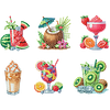 (US Only)6Pcs DIY Summer Drinks Diamond Painting Fridge Magnets Kit for Art Crafts Gift